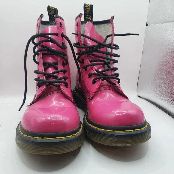 Dr Doc Martens 1460 Y Candy Pink Women's Boots Size 7 US Lace Up - Picture 2 of 12